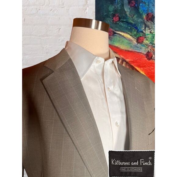 Kilburne and Finch 48R Gray Blue Pinstripe Blazer Casual Sport Coat Jacket - Picture 4 of 15